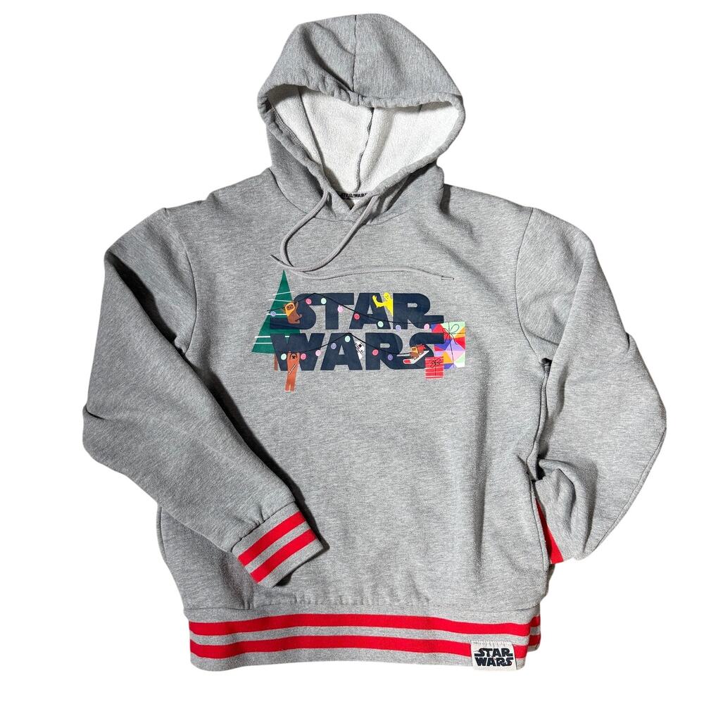 Disney Parks Star Wars Christmas Holiday Hoodie Gray Heather Mens Large L
